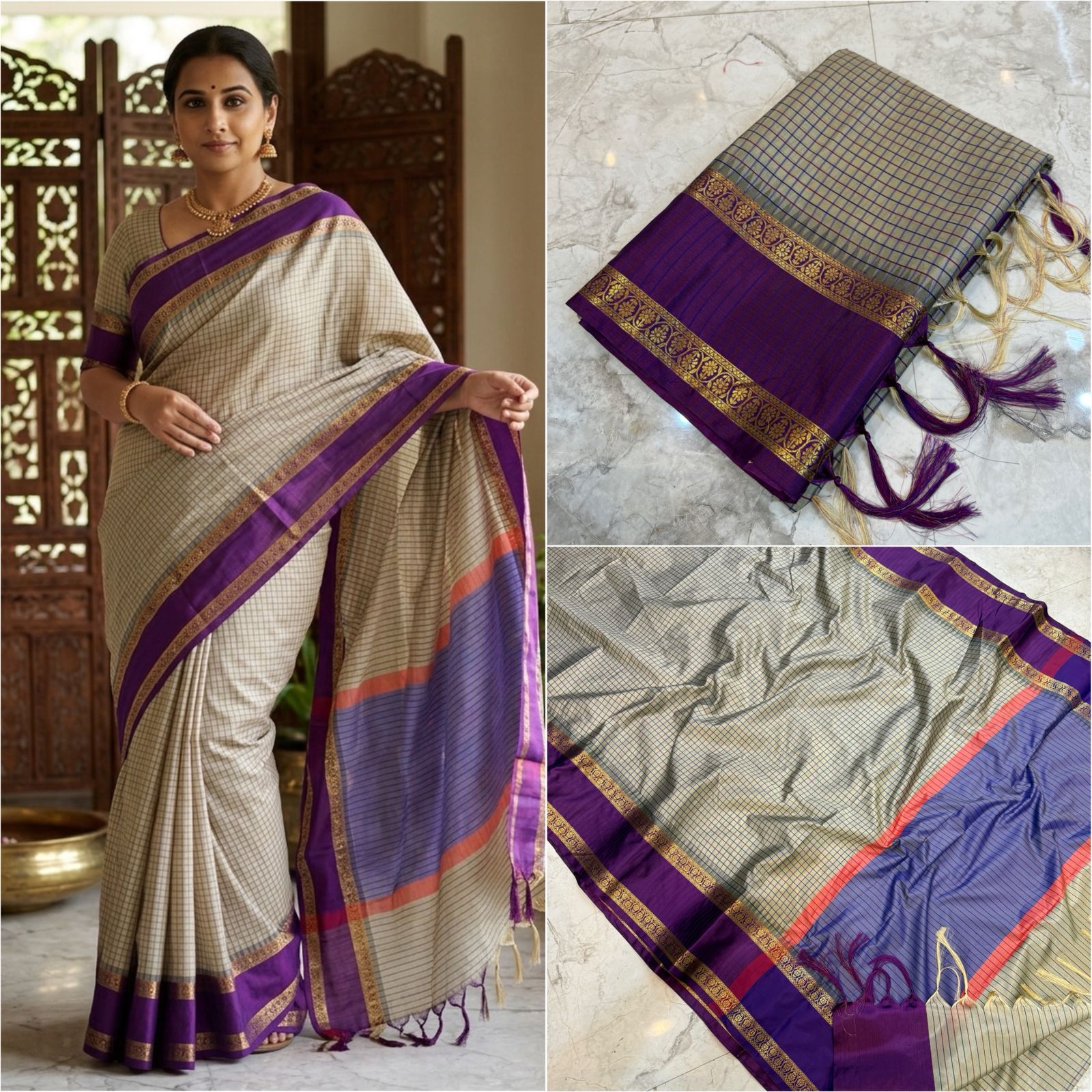 Banarasi soft katan silk border saree