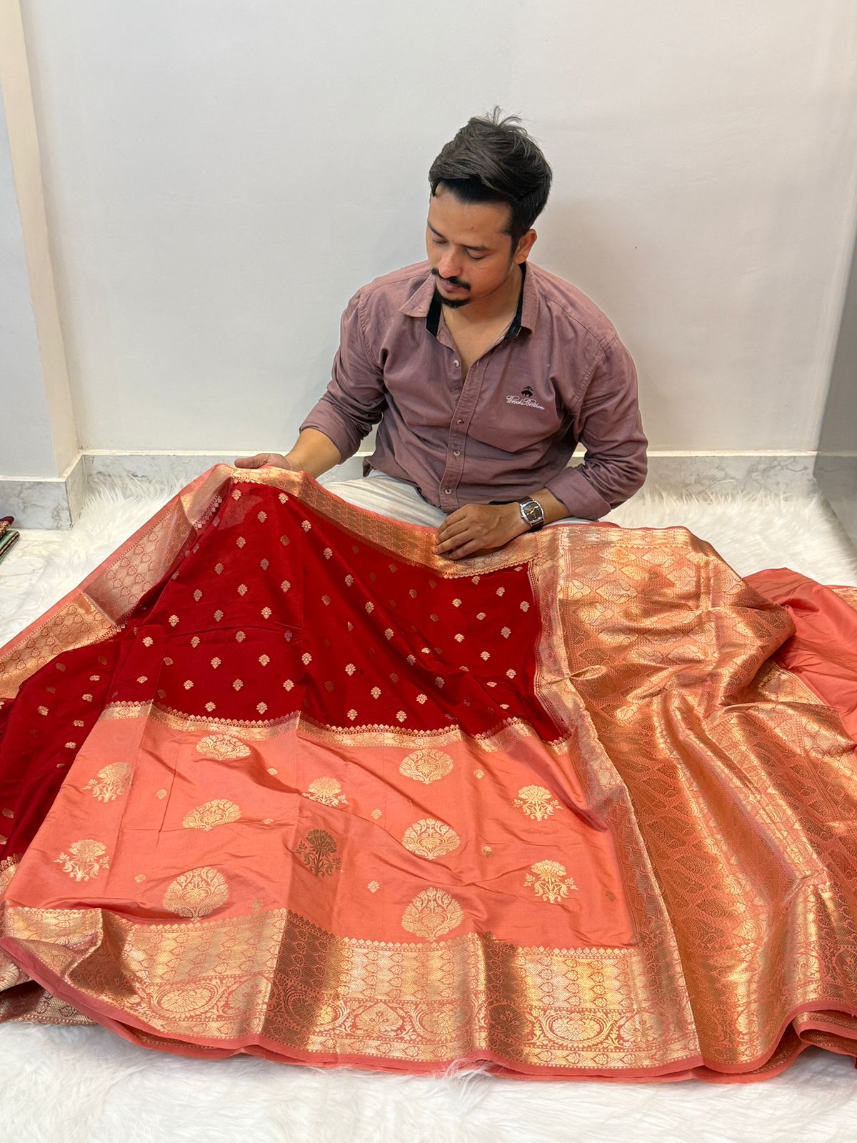 Banarasi dyeble soft katan silk saree