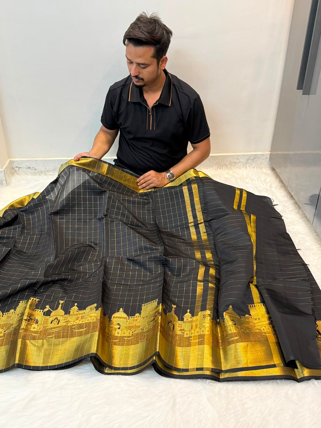 Banarasi soft katan silk ganga ghat design saree KGG04