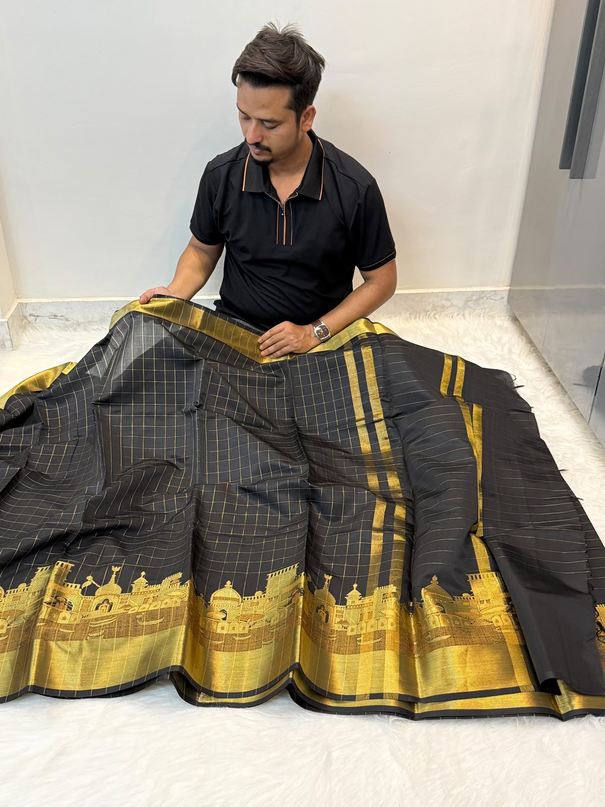 Banarasi soft katan silk ganga ghat design saree KGG04