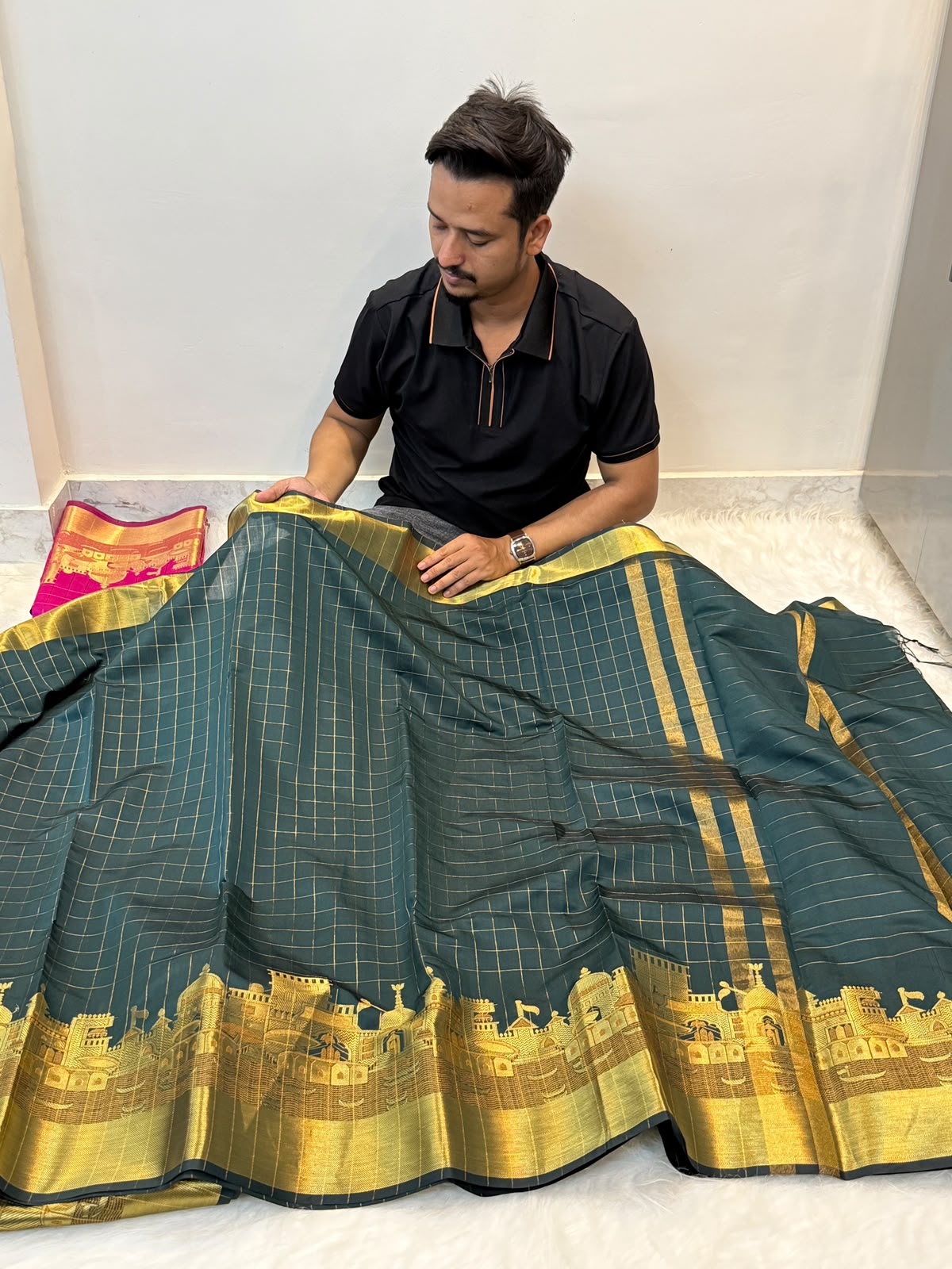 Banarasi soft katan silk ganga ghat design saree KGG02