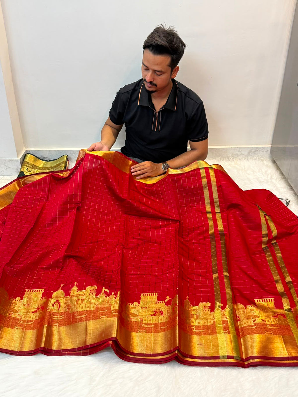 Banarasi soft katan silk ganga ghat design saree KGG03