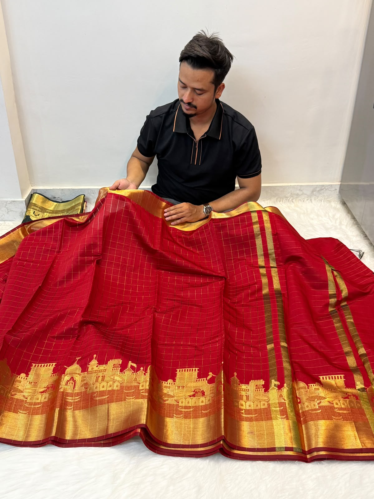 Banarasi soft katan silk ganga ghat design saree KGG03