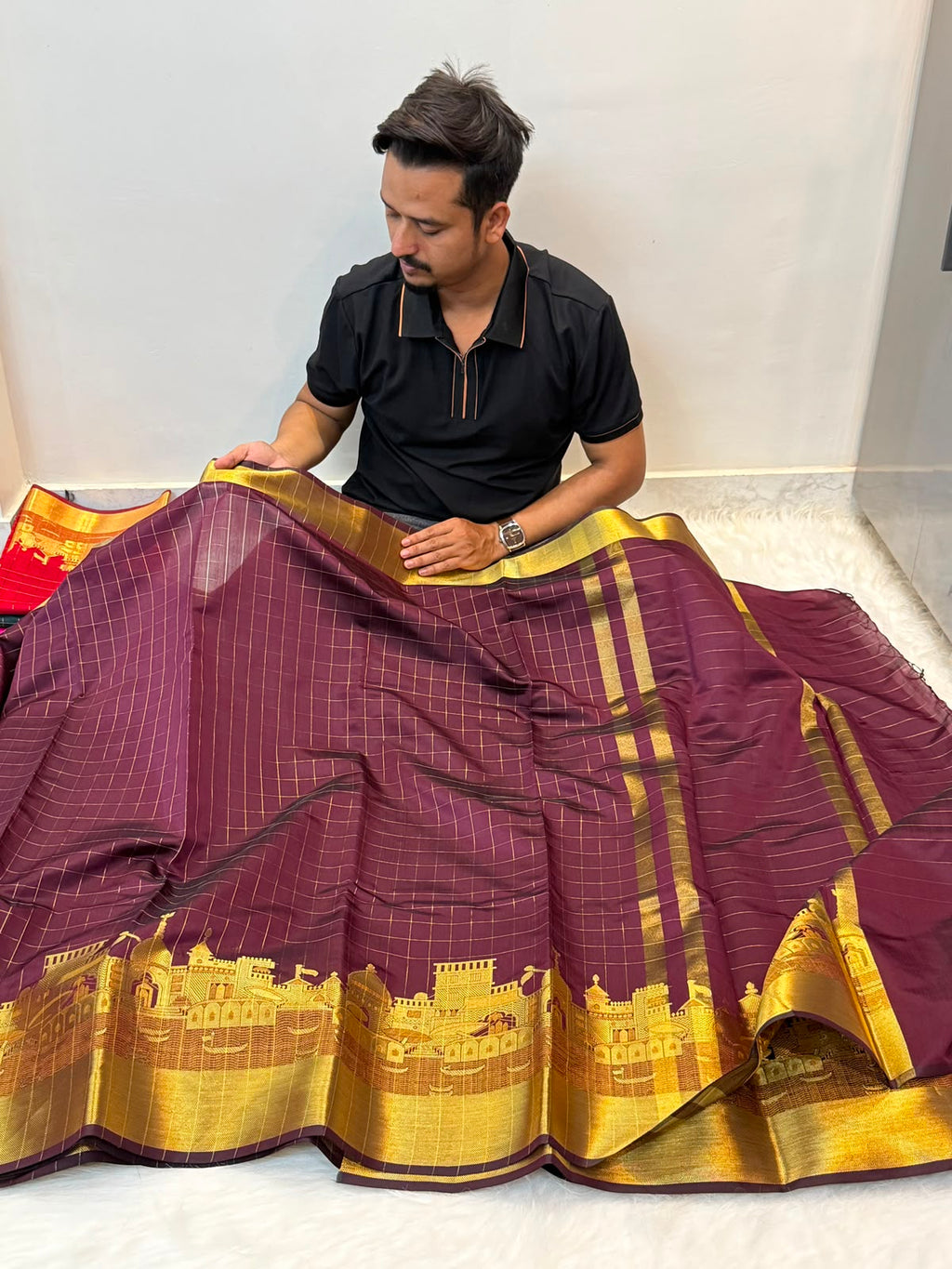 Banarasi soft katan silk ganga ghat design saree KGG06