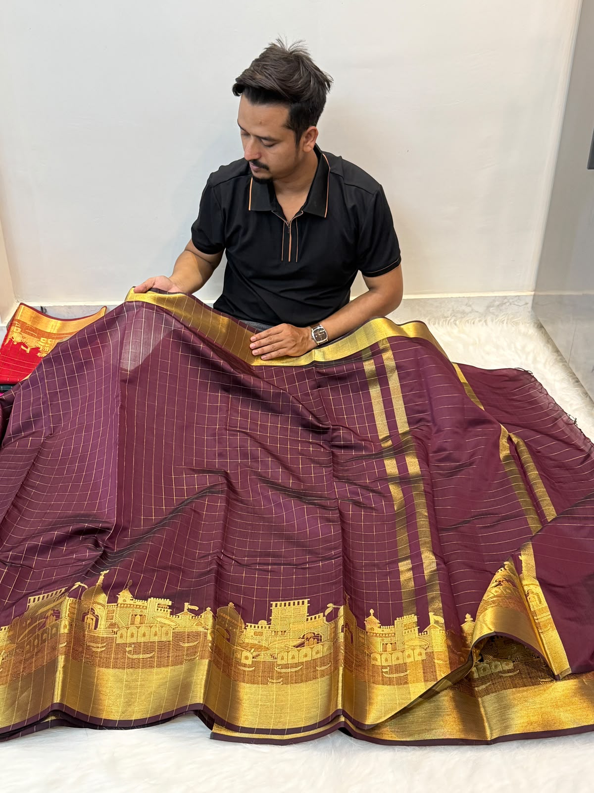 Banarasi soft katan silk ganga ghat design saree KGG06