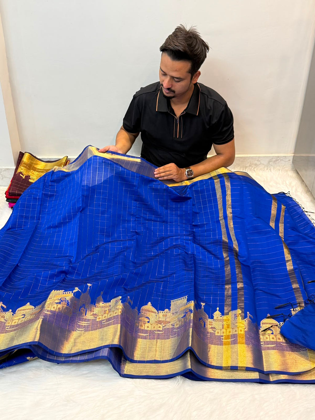 Banarasi soft katan silk ganga ghat design saree KGG05