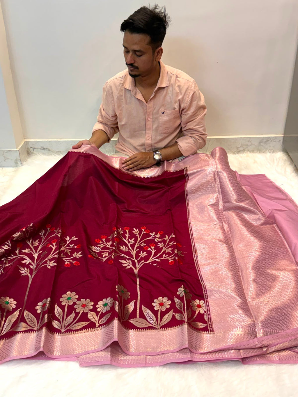 Banarasi dyeble katan silk saree SDR04