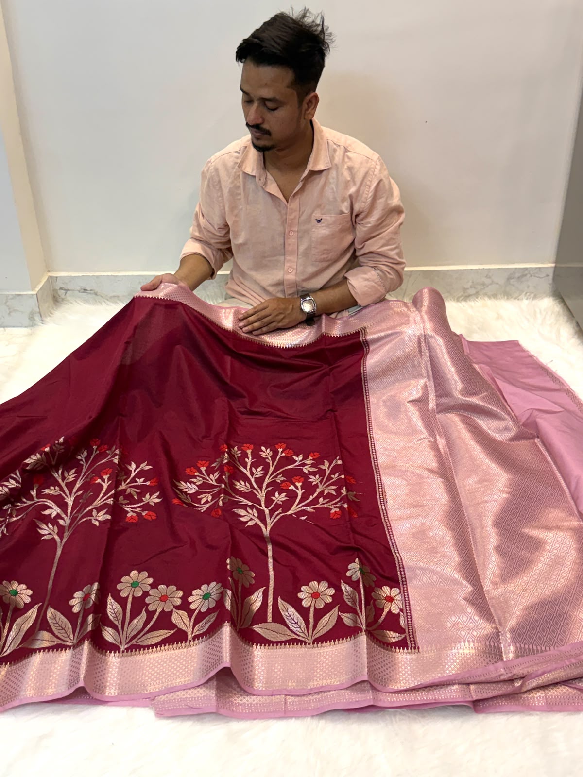 Banarasi dyeble katan silk saree SDR04