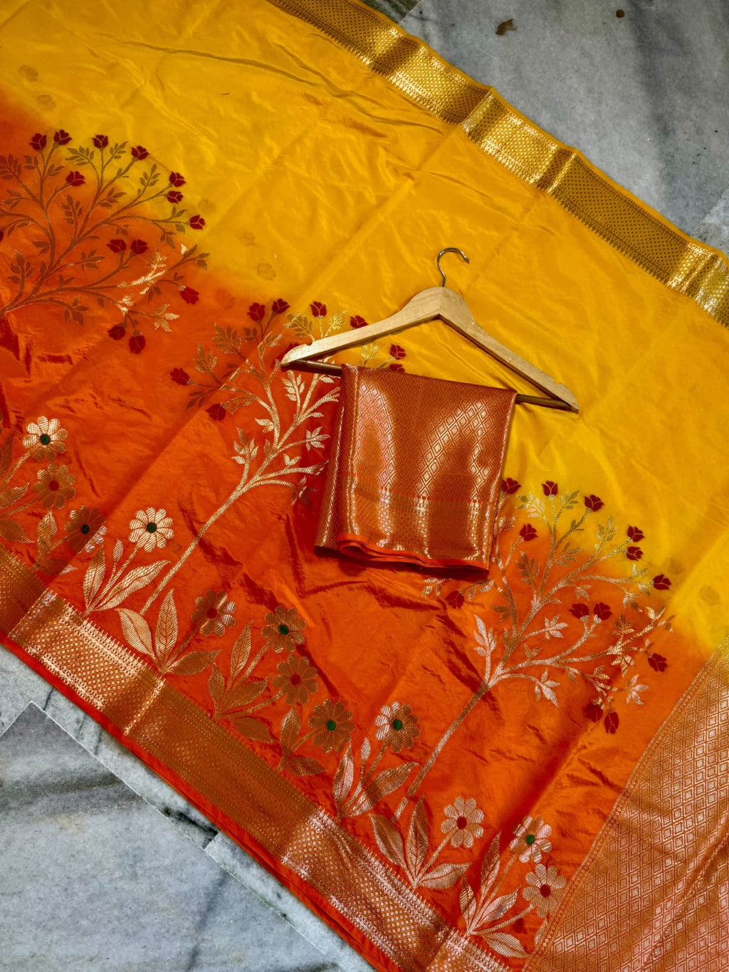 Banarasi dyeble semi katan silk saree SDR05