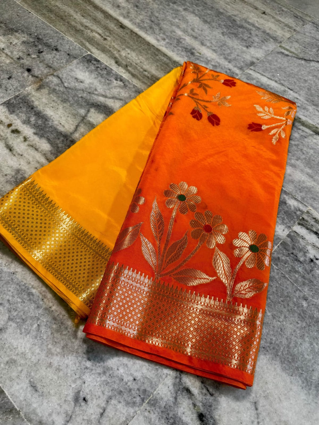 Banarasi dyeble semi katan silk saree SDR05
