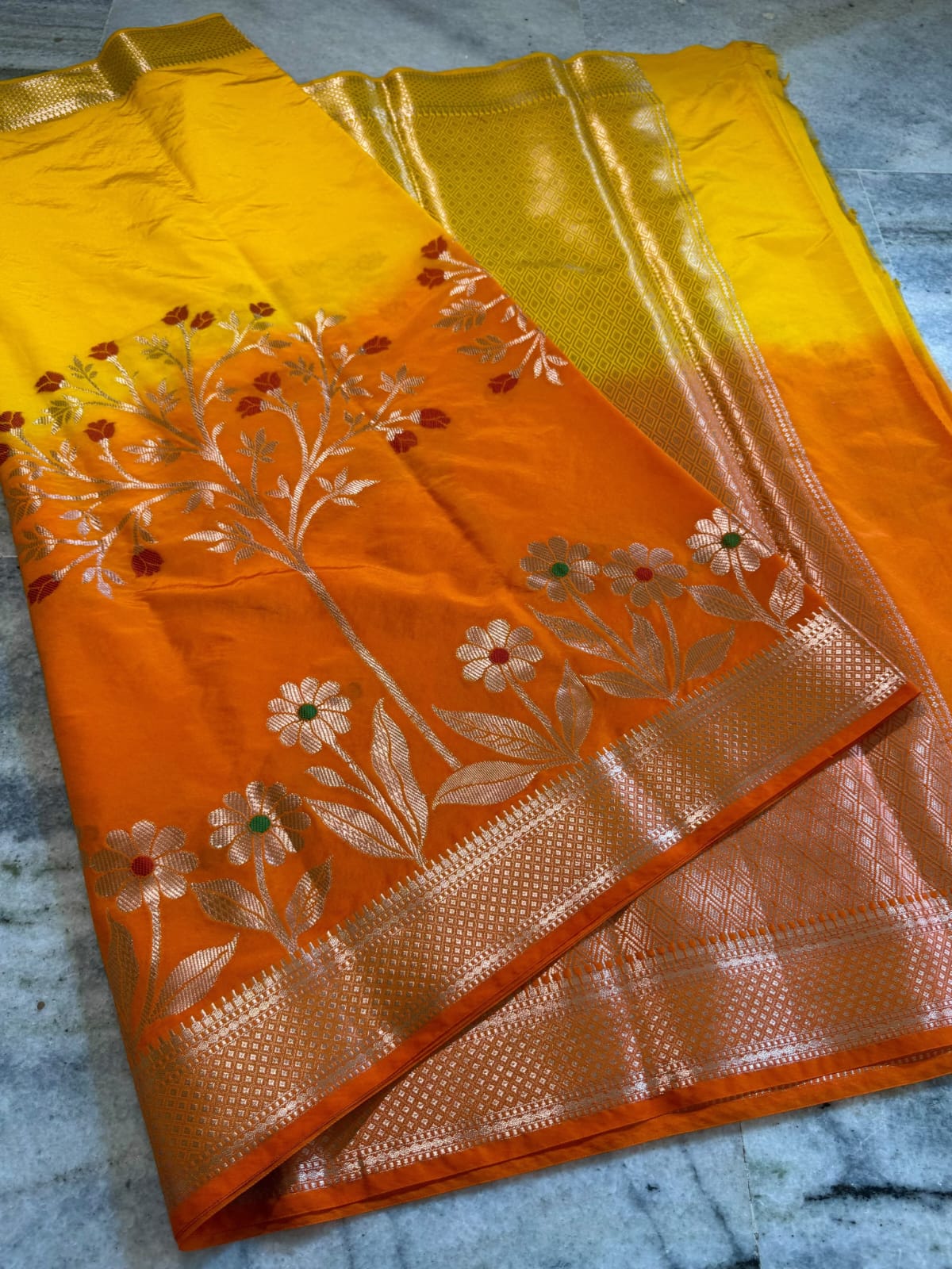 Banarasi dyeble semi katan silk saree SDR05