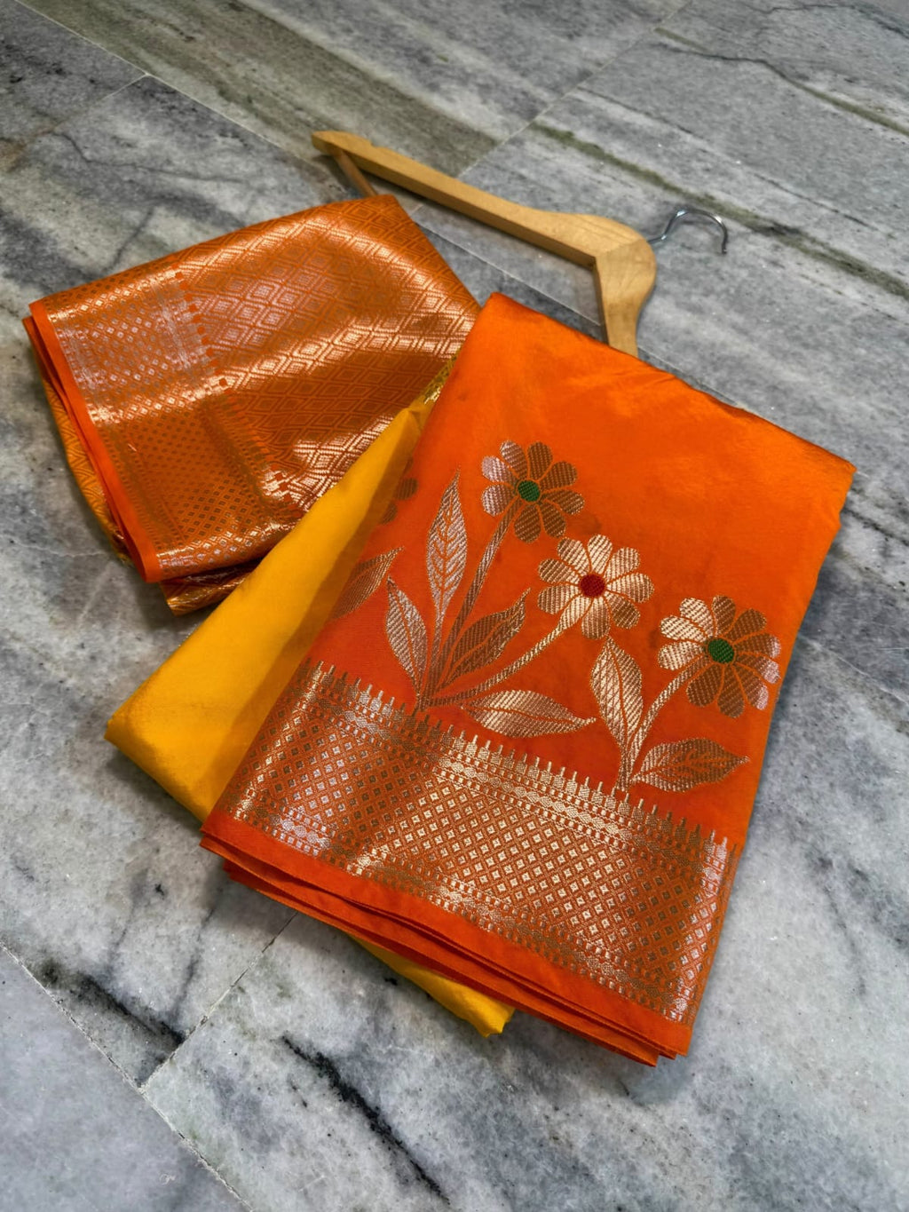 Banarasi dyeble semi katan silk saree SDR05
