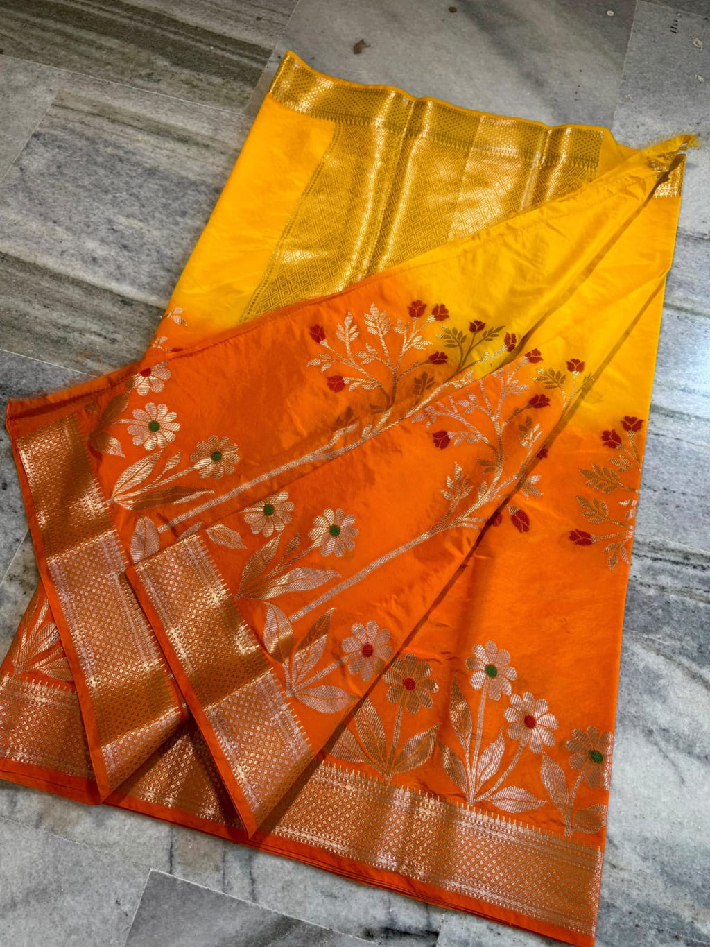 Banarasi dyeble semi katan silk saree SDR05