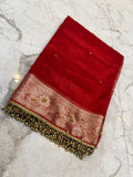 Banarasi Tissue Silk Saree with Lace & Ghungroo Work GTS