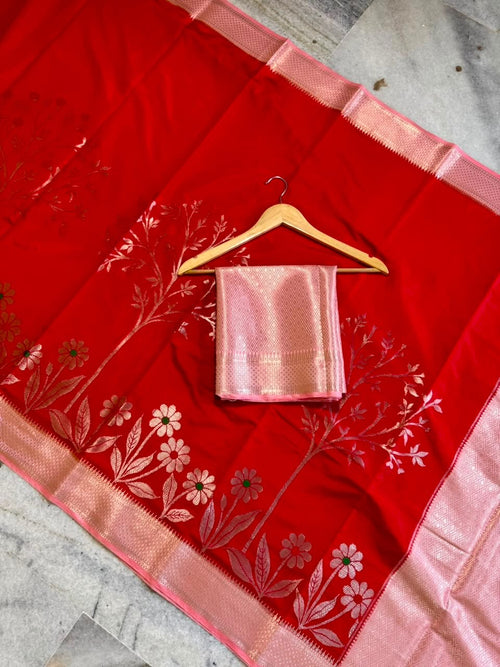 Banarasi dyeble semi katan silk saree SDR02