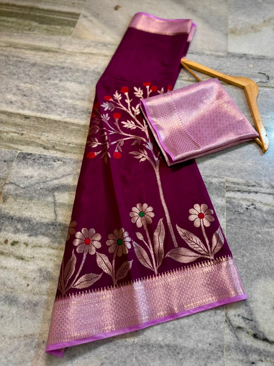 Banarasi dyeble katan silk saree SDR04