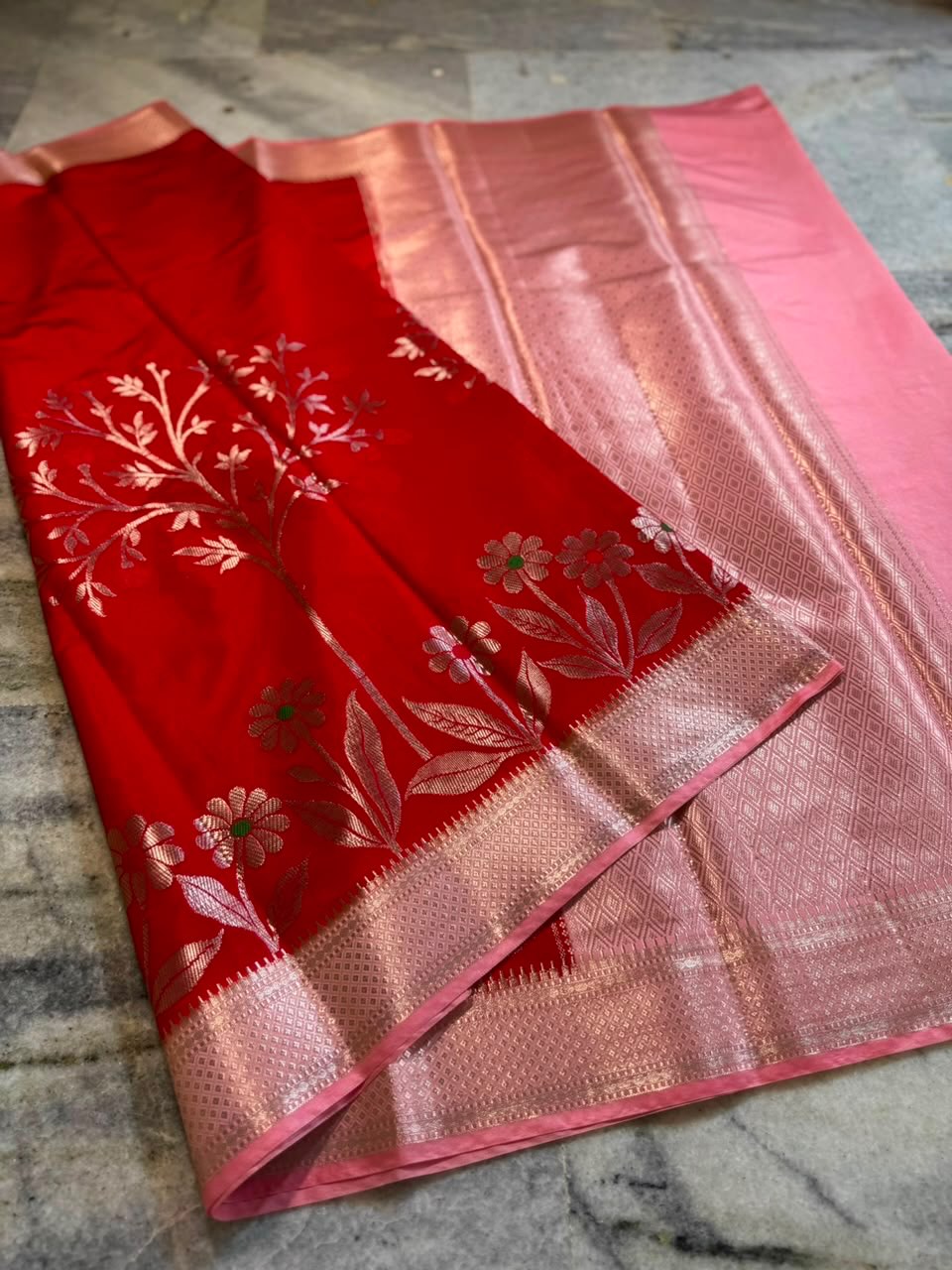 Banarasi dyeble semi katan silk saree SDR02