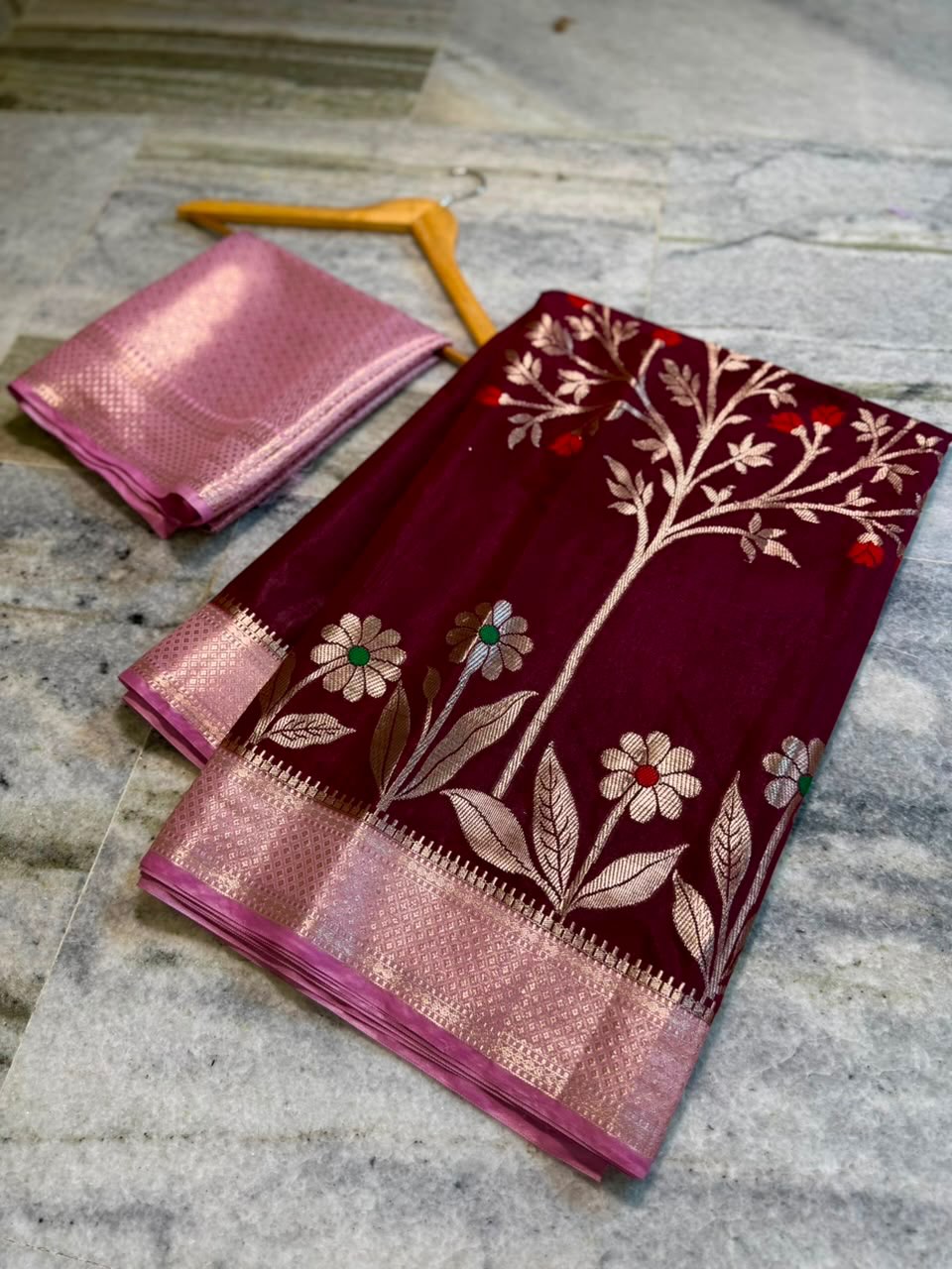 Banarasi dyeble katan silk saree SDR04