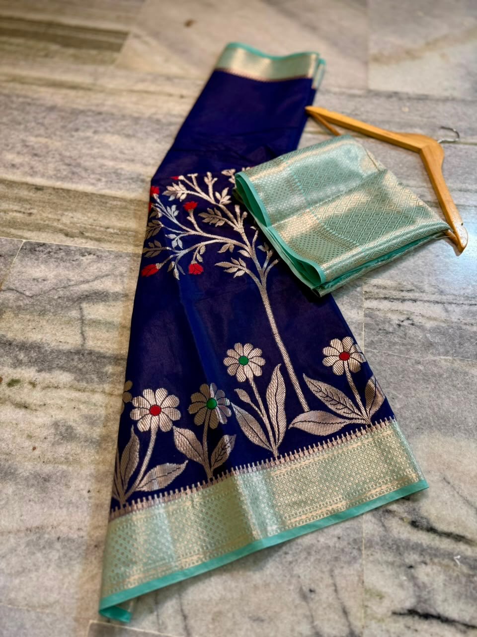 Banarasi dyeble semi katan silk saree SDR01