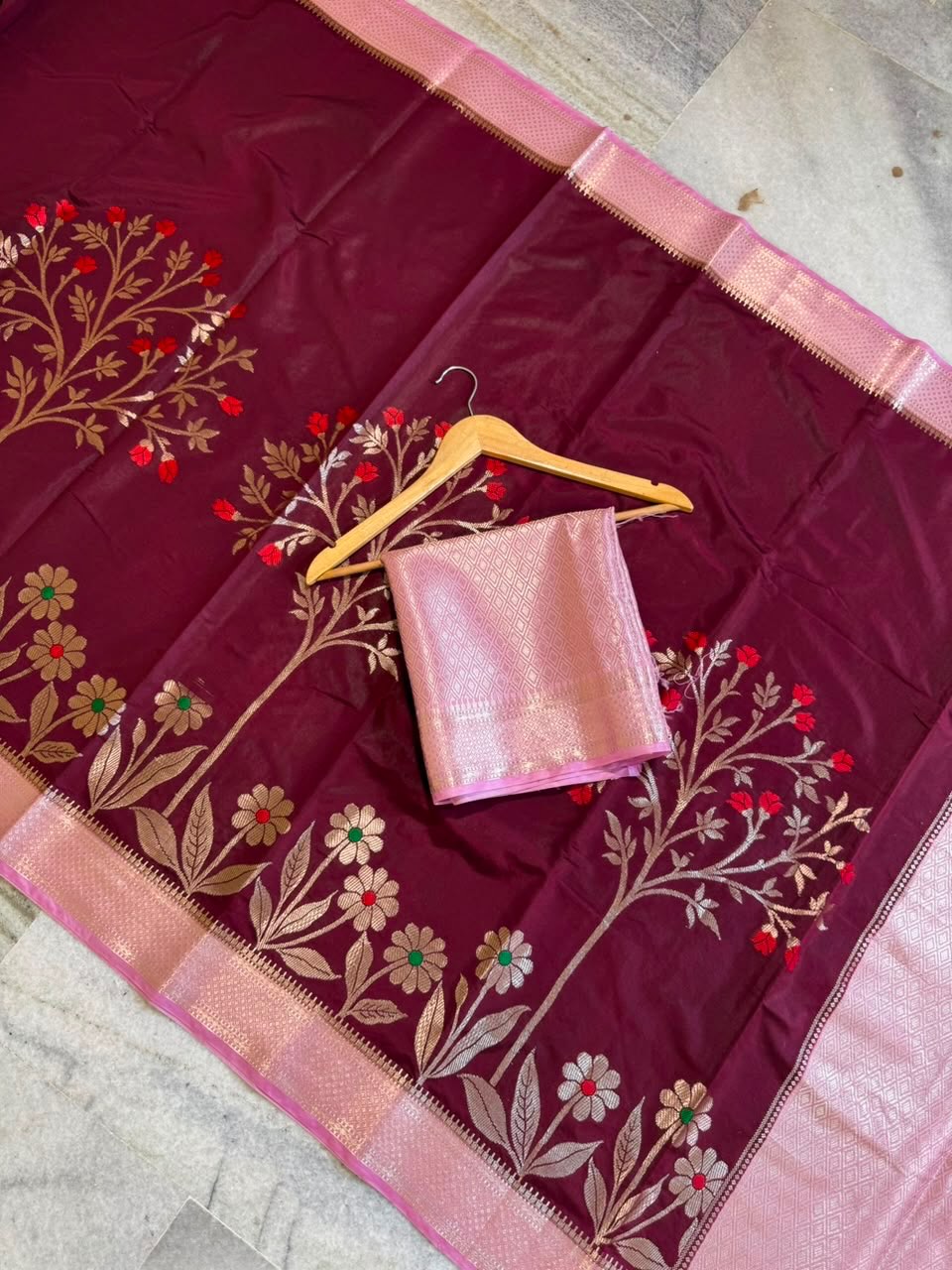 Banarasi dyeble katan silk saree SDR04