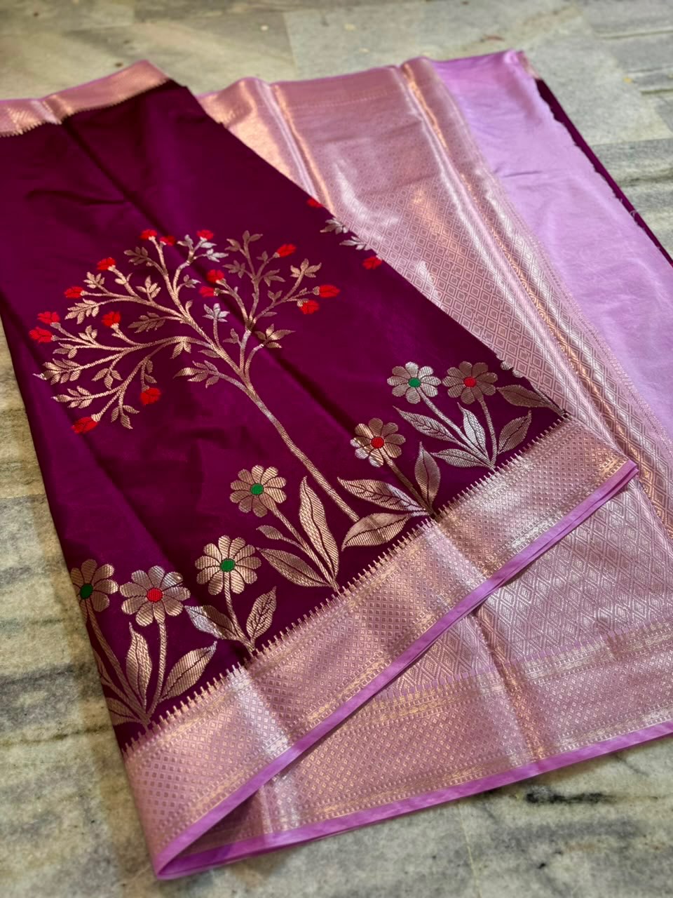 Banarasi dyeble katan silk saree SDR04