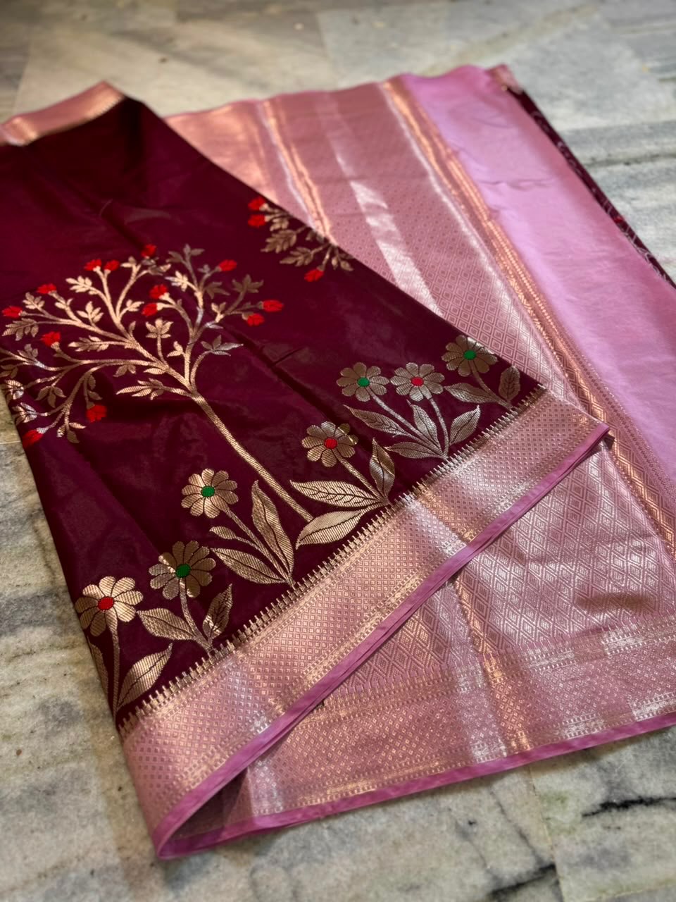 Banarasi dyeble katan silk saree SDR04