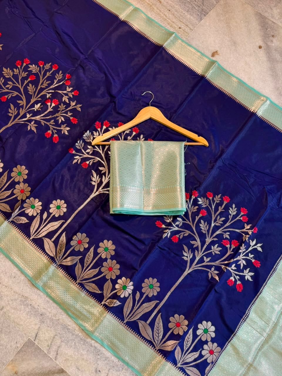 Banarasi dyeble semi katan silk saree SDR01