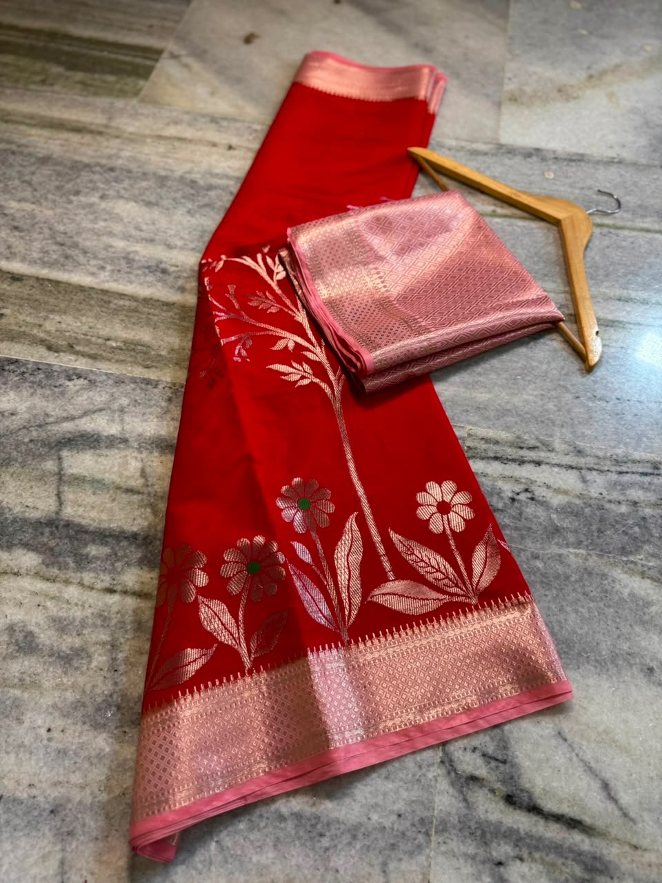 Banarasi dyeble semi katan silk saree SDR02