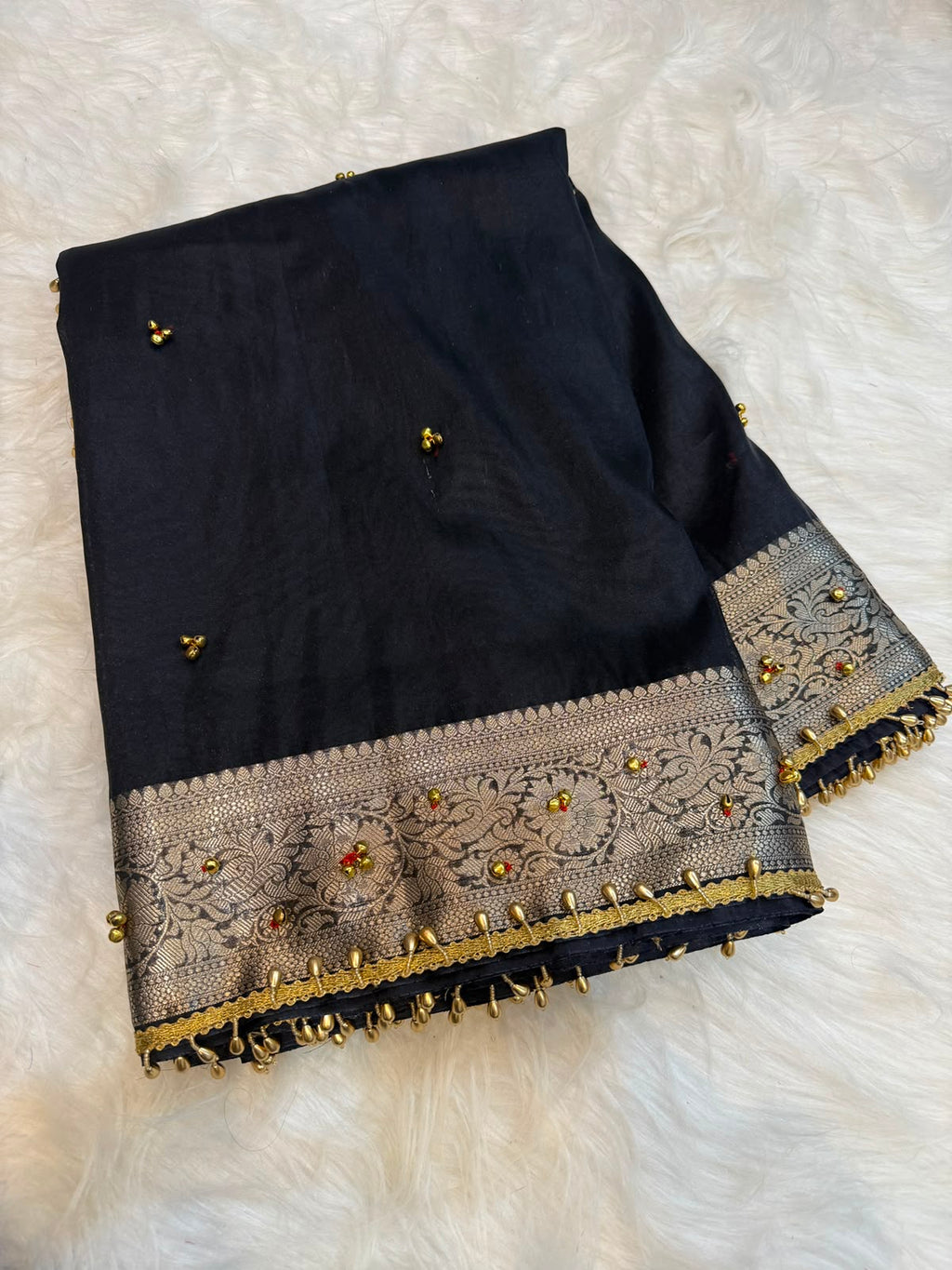 Banarasi tissue saree with lace and ghungroo work TGSB